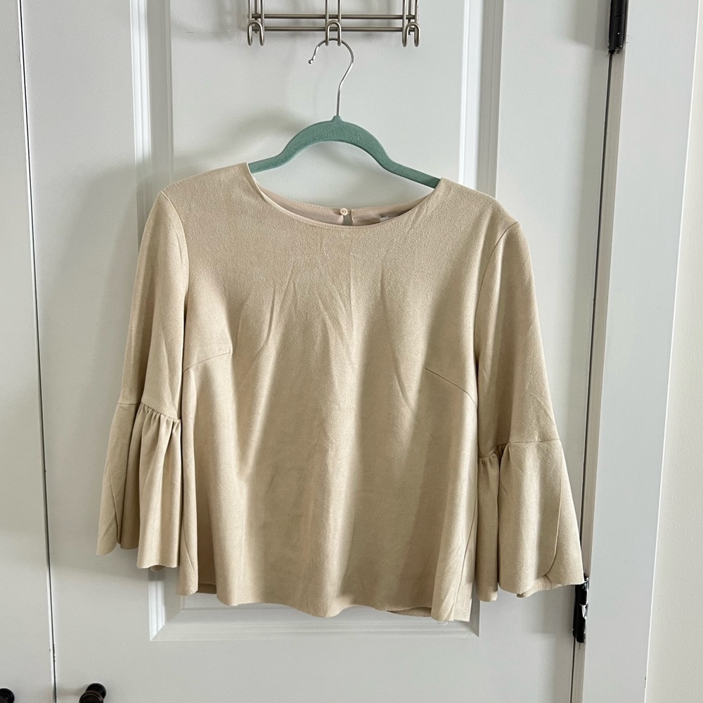 Oatmeal Faux Suede Top